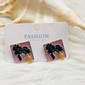 Painting Style Luxury Colorful Square Earrings