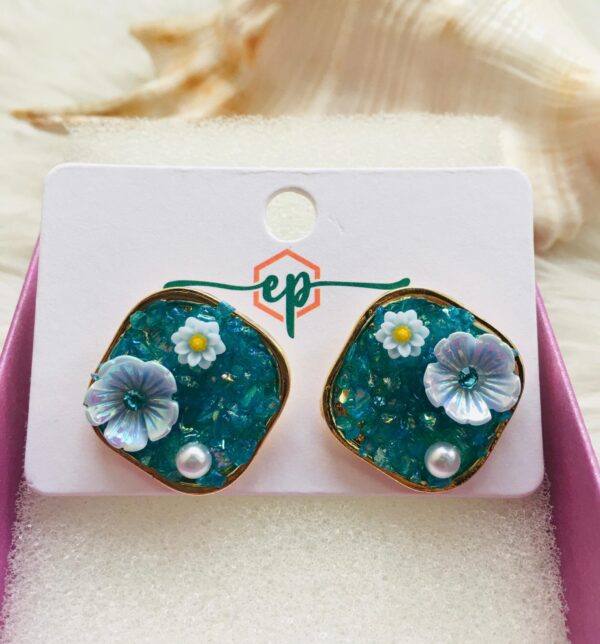Square Shape Crystal Earrings