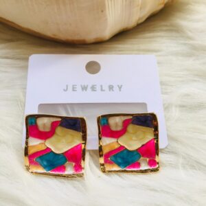 Painting Style Luxury Colorful Square Earrings