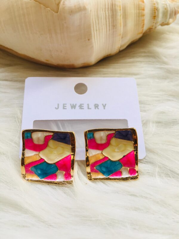 Painting Style Luxury Colorful Square Earrings