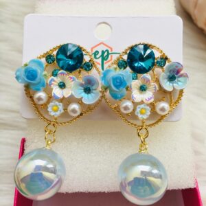 Blue Flower Ear Rings