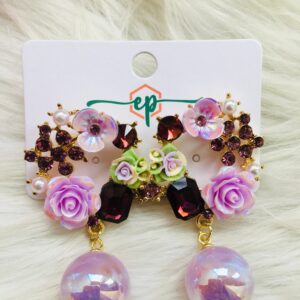levender Circle Flower Earrings