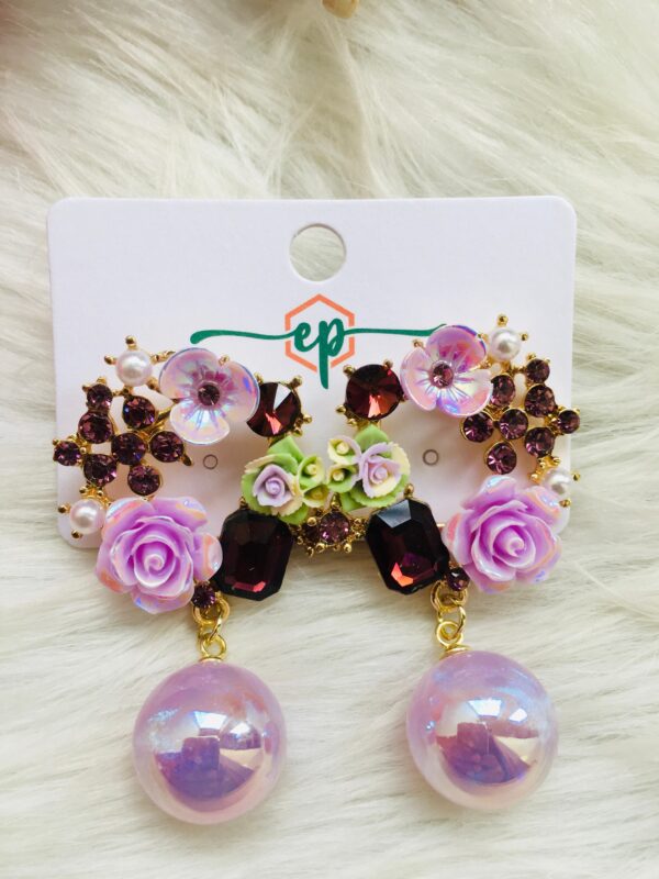 levender Circle Flower Earrings