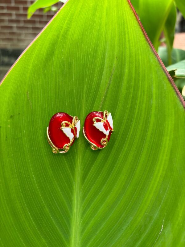 Red Crystal Butterfly Earrings - Image 2